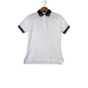 Vintage 90s Lady LaMode Active Sportswear White Polo Shirt Made in USA Small